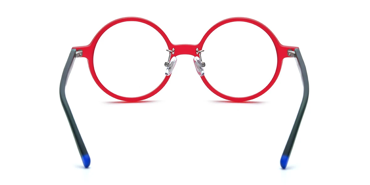 Red Round Simple Classic Custom Engraving Eyeglasses | WhereLight