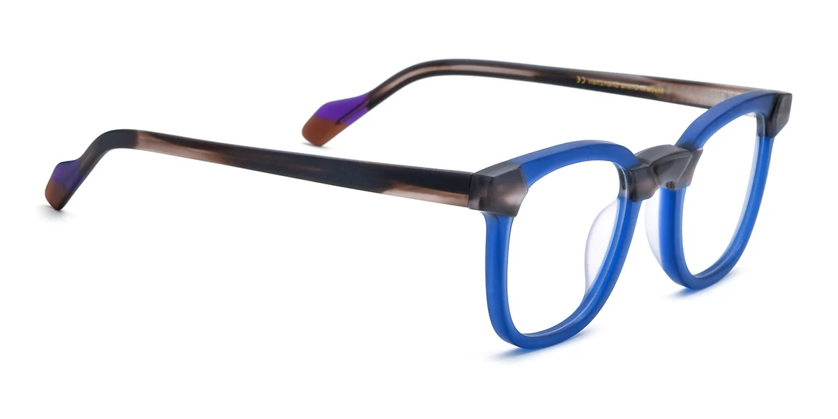 Blue Rectangle Classic Custom Engraving Eyeglasses | WhereLight