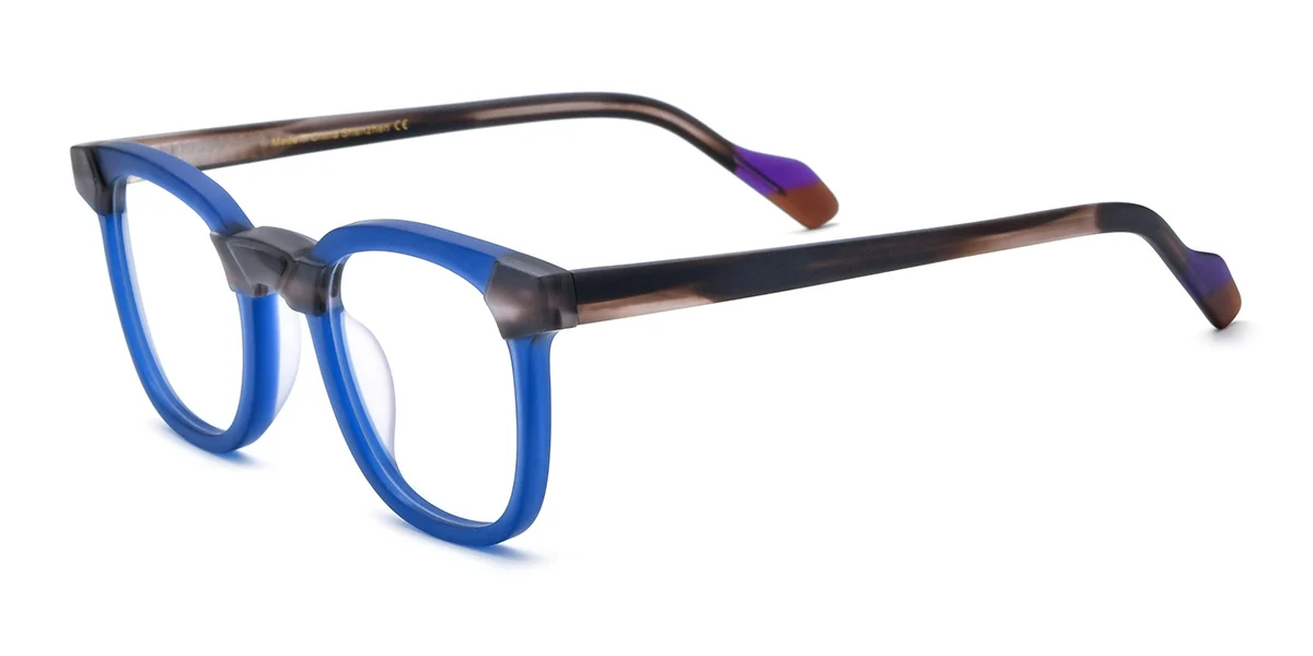 Blue Rectangle Classic Custom Engraving Eyeglasses | WhereLight
