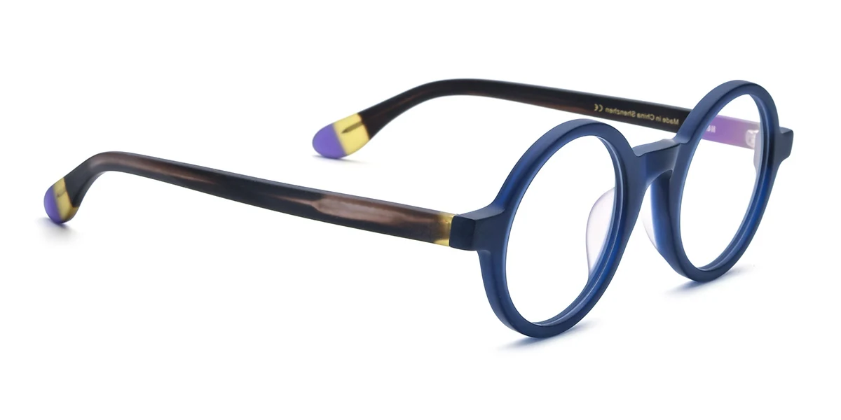 Blue Round Simple Custom Engraving Eyeglasses | WhereLight