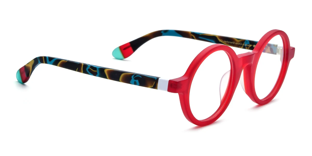 Red Round Simple Custom Engraving Eyeglasses | WhereLight