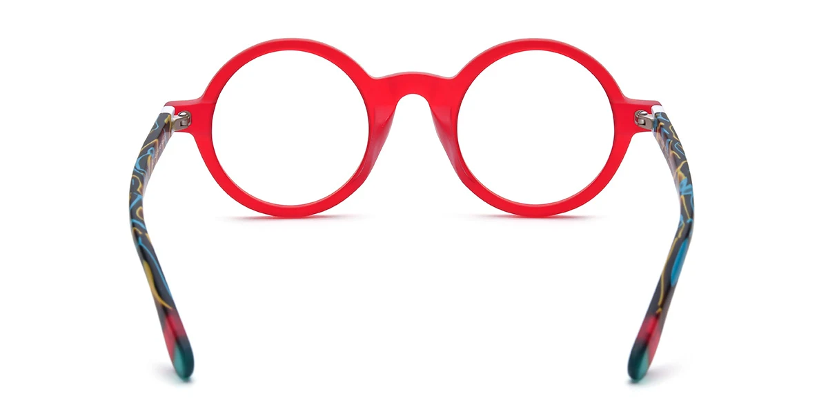 Red Round Simple Custom Engraving Eyeglasses | WhereLight