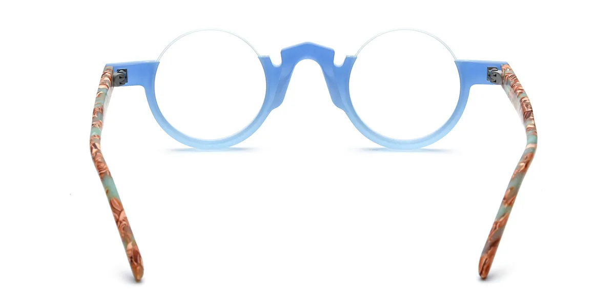 Blue Round Simple Classic Custom Engraving Eyeglasses | WhereLight