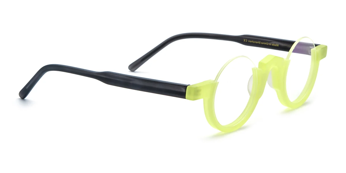 Yellow Round Simple Classic Custom Engraving Eyeglasses | WhereLight