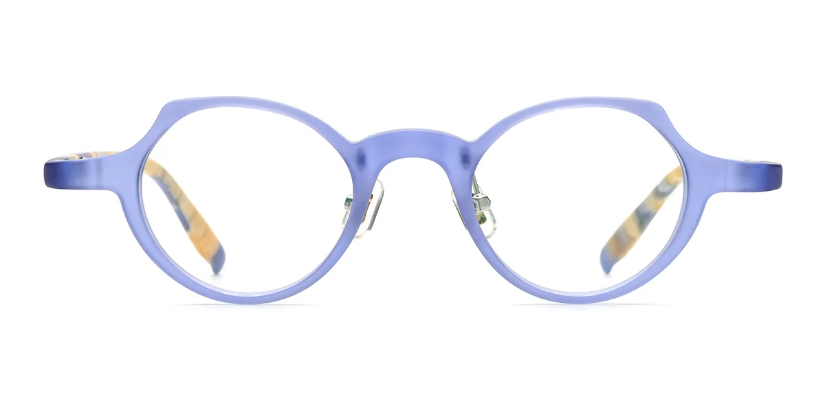 Blue Cateye Oval Simple Classic Custom Engraving Eyeglasses | WhereLight