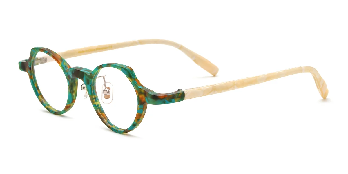 Green Cateye Oval Simple Classic Custom Engraving Eyeglasses | WhereLight