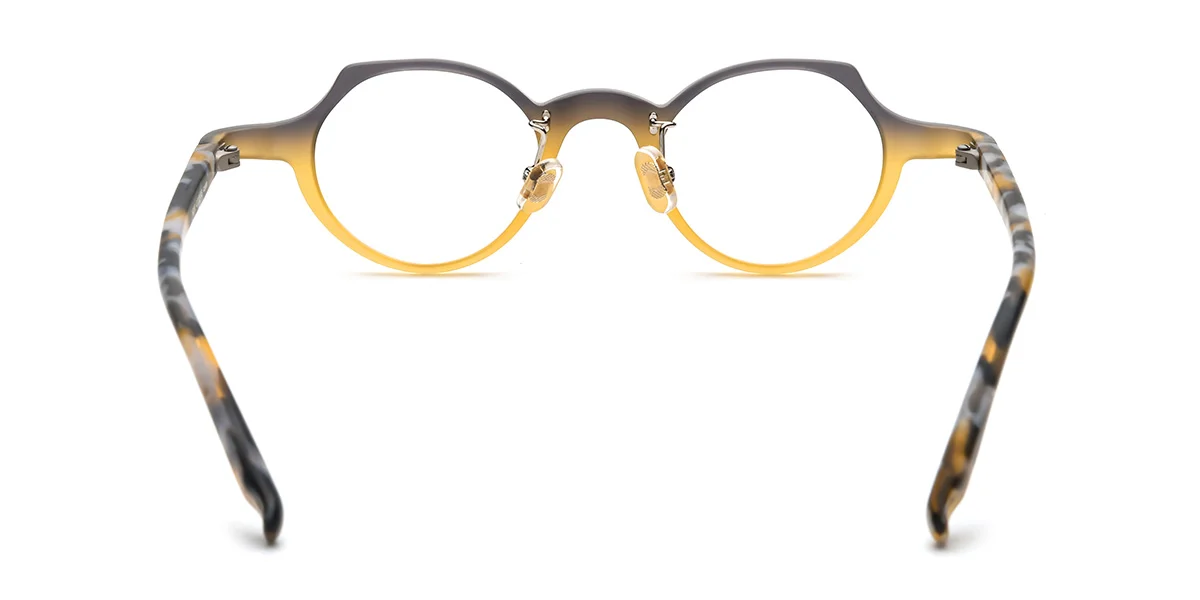 Yellow Cateye Oval Simple Classic Custom Engraving Eyeglasses | WhereLight