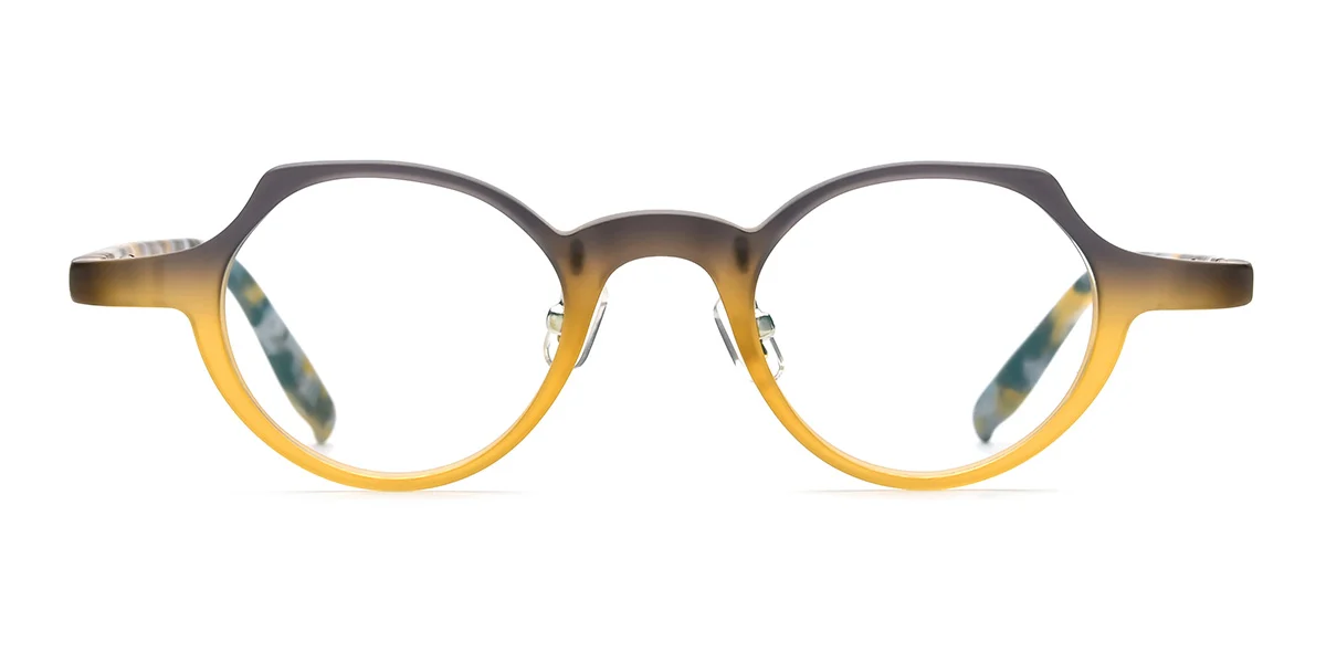 Yellow Cateye Oval Simple Classic Custom Engraving Eyeglasses | WhereLight