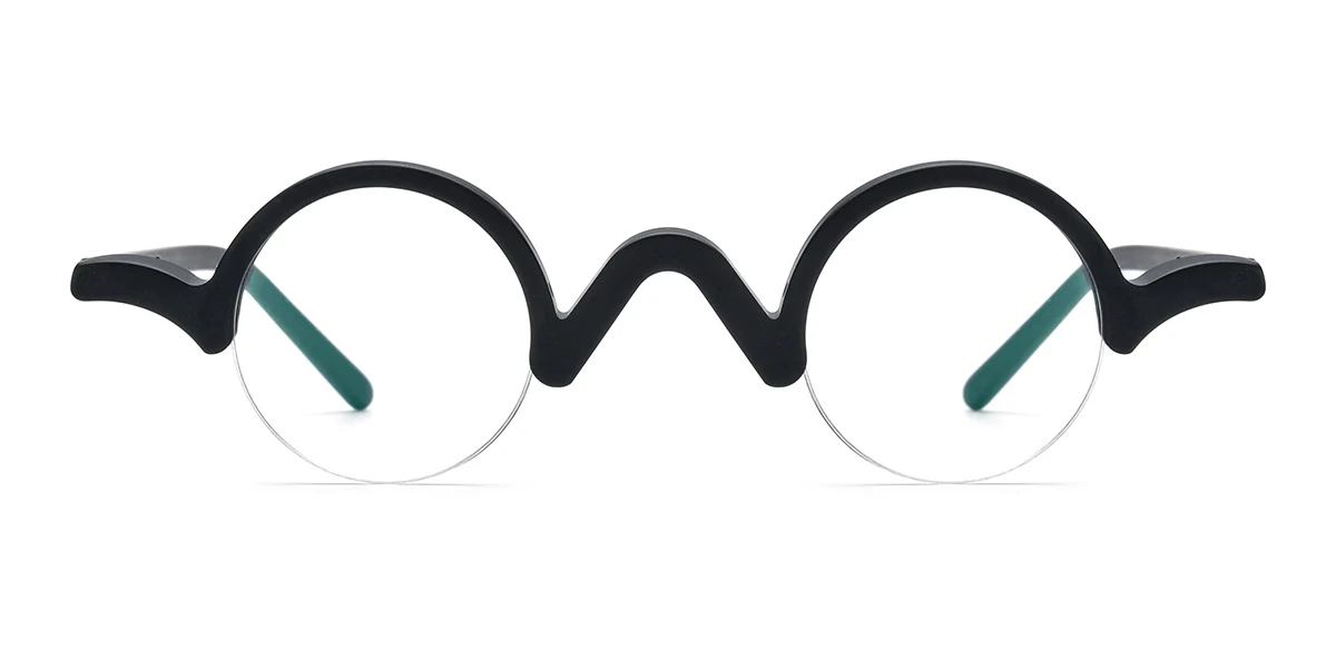 Black Round Simple Classic Custom Engraving Eyeglasses | WhereLight