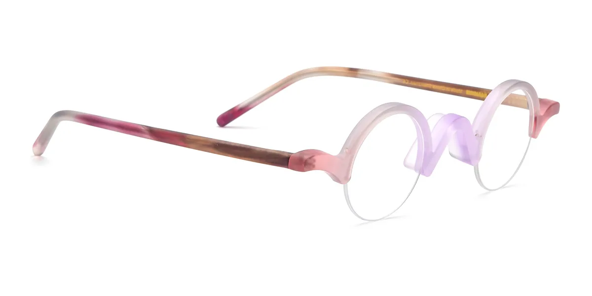 Pink Round Simple Classic Custom Engraving Eyeglasses | WhereLight