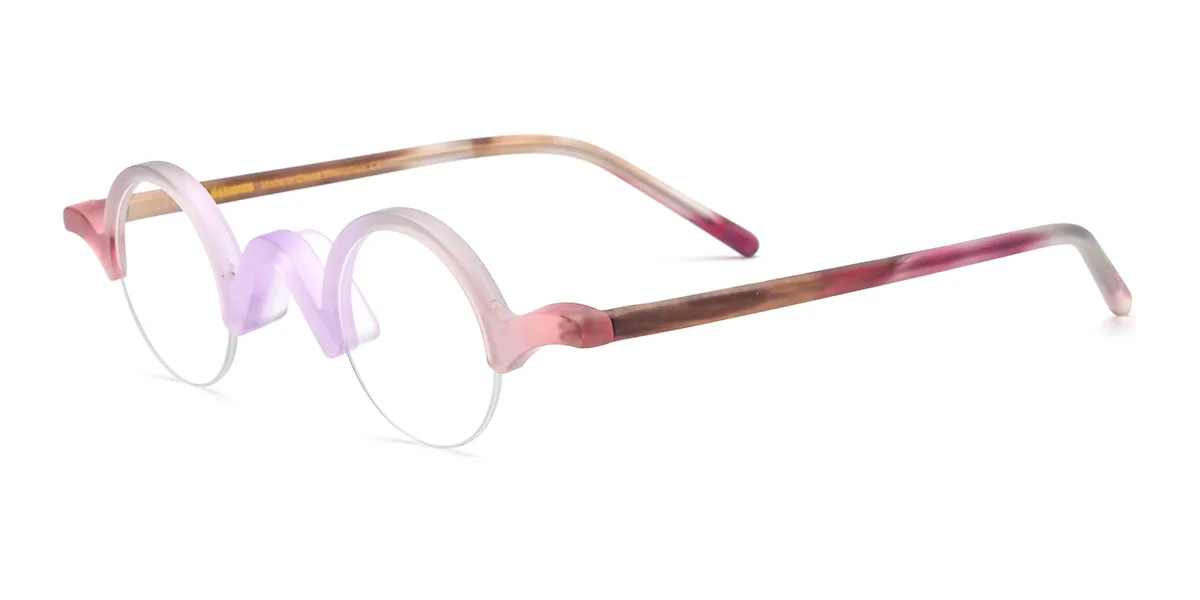 Pink Round Simple Classic Custom Engraving Eyeglasses | WhereLight