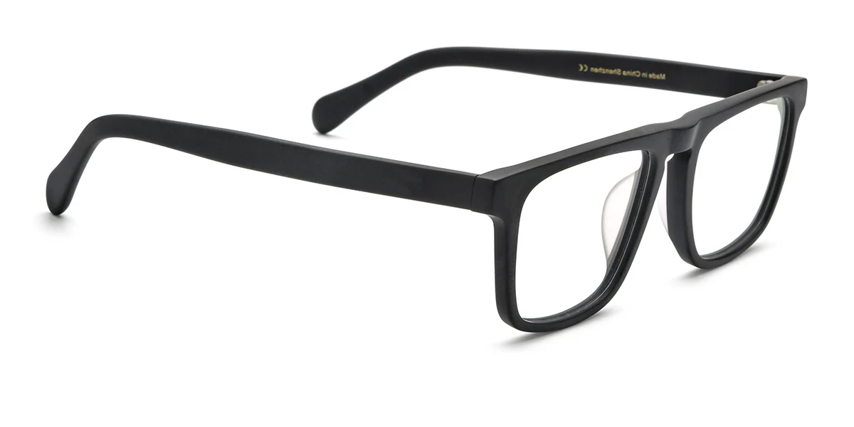 Black Rectangle Simple Custom Engraving Eyeglasses | WhereLight