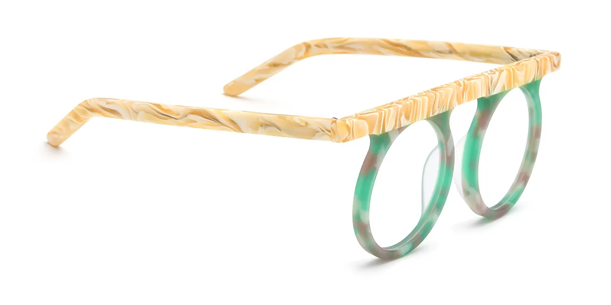 Green Round Gorgeous Custom Engraving Eyeglasses | WhereLight