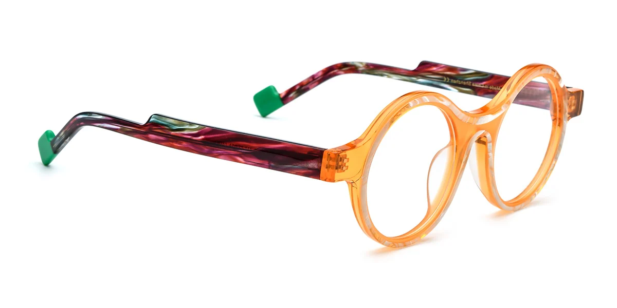 Orange Round Retro Custom Engraving Eyeglasses | WhereLight