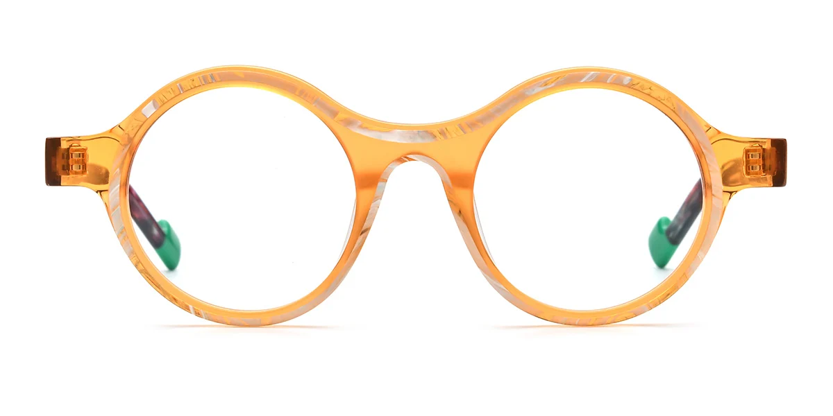 Orange Round Retro Custom Engraving Eyeglasses | WhereLight