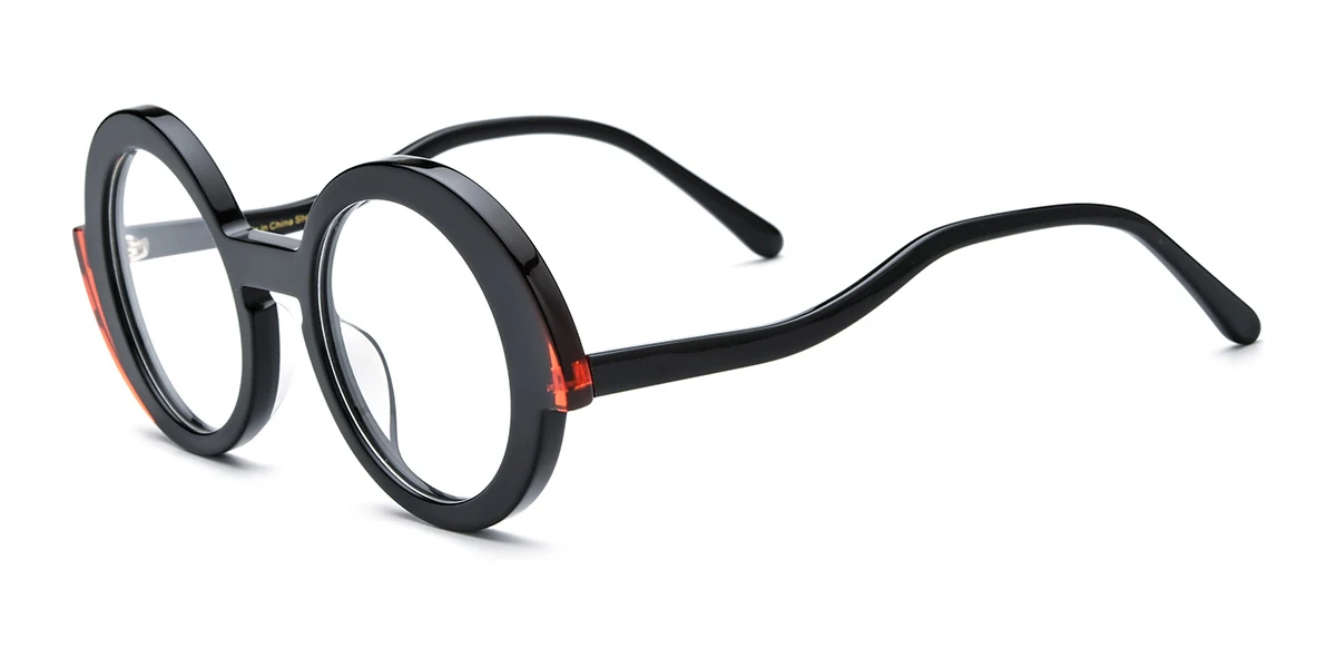 Black Round Classic Custom Engraving Eyeglasses | WhereLight