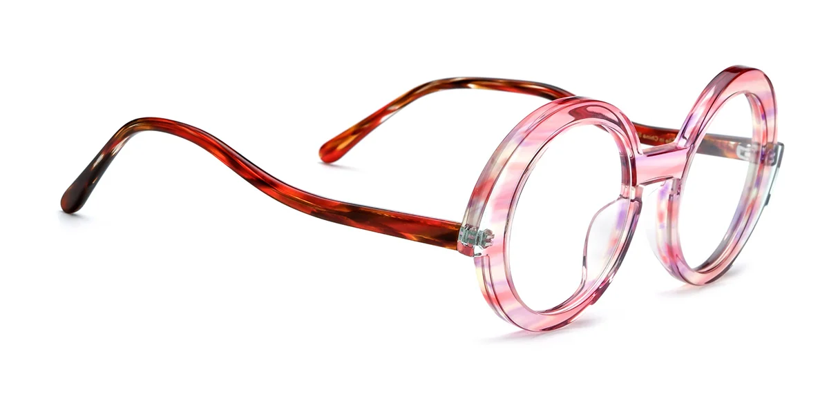 Pink Round Classic Custom Engraving Eyeglasses | WhereLight