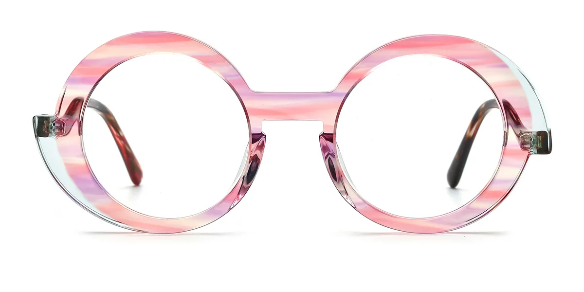 Pink Round Classic Custom Engraving Eyeglasses | WhereLight
