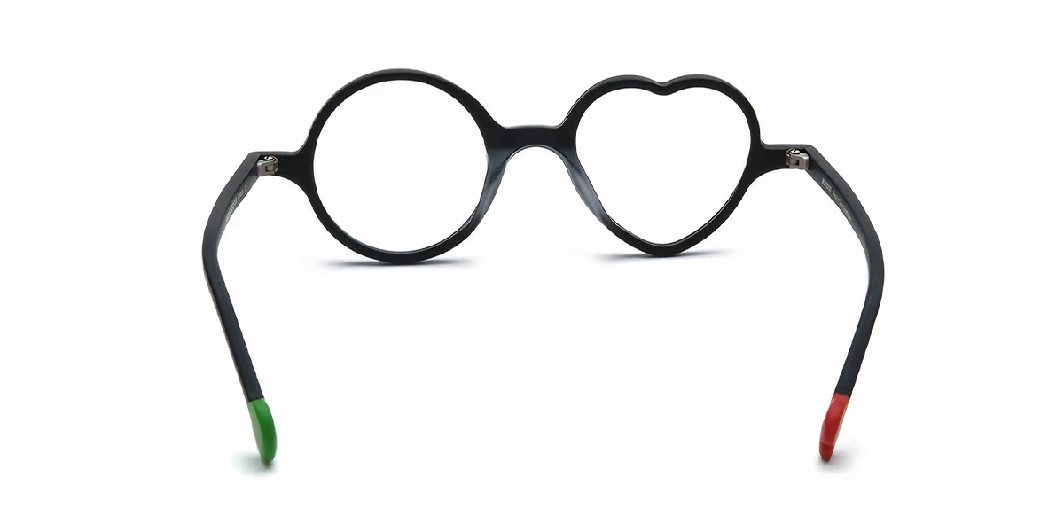 Black Round Heart Irregular Classic Floral Acetate Custom Engraving Eyeglasses | WhereLight