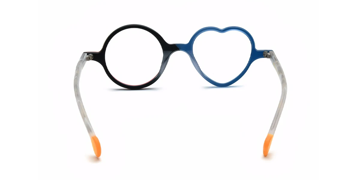 Blue Round Heart Irregular Classic Floral Acetate Custom Engraving Eyeglasses | WhereLight