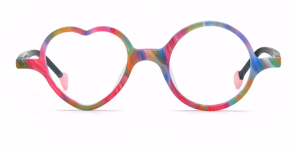 Floral Round Heart Irregular Classic Floral Acetate Custom Engraving Eyeglasses | WhereLight