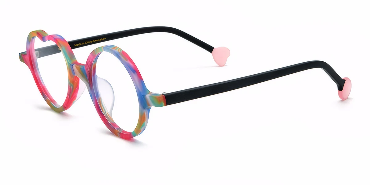 Floral Round Heart Irregular Classic Floral Acetate Custom Engraving Eyeglasses | WhereLight