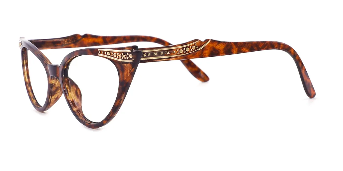 Tortoiseshell Cateye Unique Gorgeous Rhinestone Spring Hinges Custom Engraving Eyeglasses | WhereLight