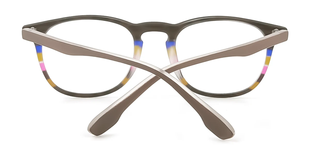 Brown Oval Retro Super Light Custom Engraving Eyeglasses | WhereLight