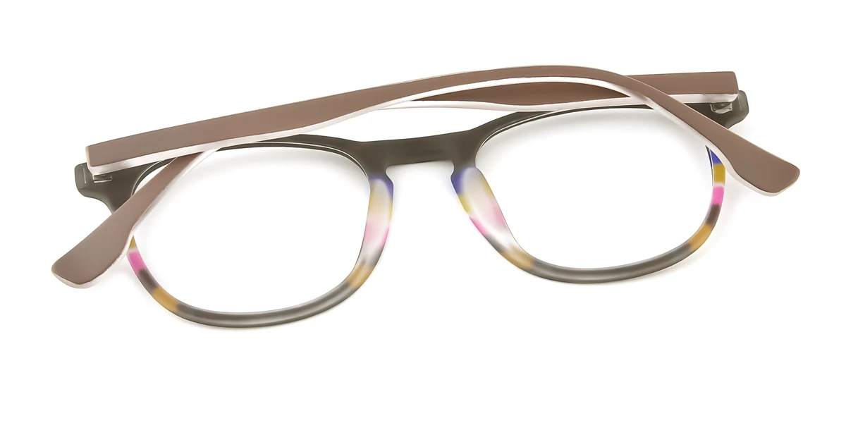 Brown Oval Retro Super Light Custom Engraving Eyeglasses | WhereLight