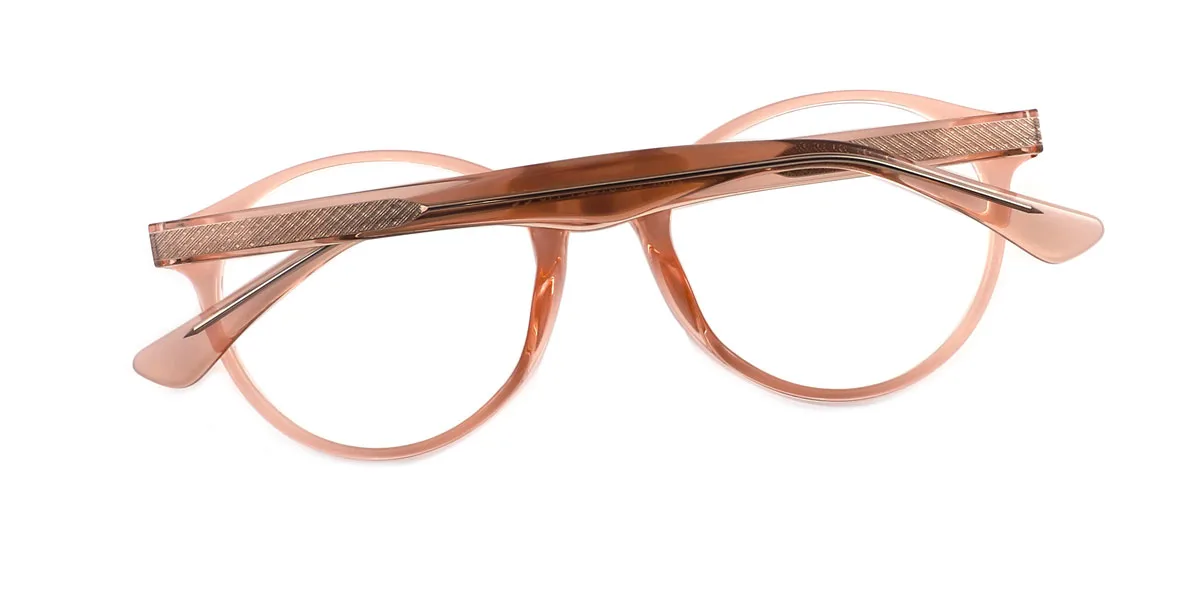 Brown Round Classic Spring Hinges Custom Engraving Eyeglasses | WhereLight