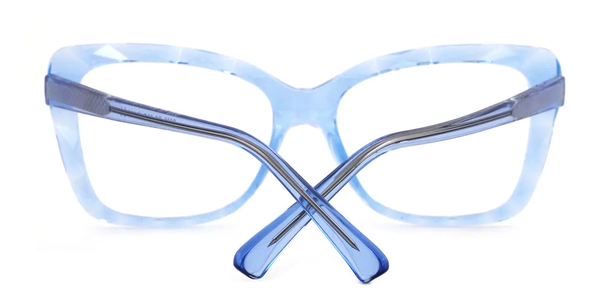 Blue Cateye Unique Spring Hinges Custom Engraving Eyeglasses | WhereLight