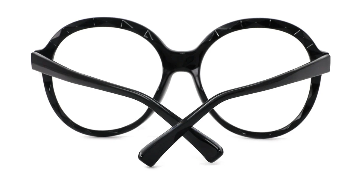 Black Round Unique Spring Hinges Custom Engraving Eyeglasses | WhereLight