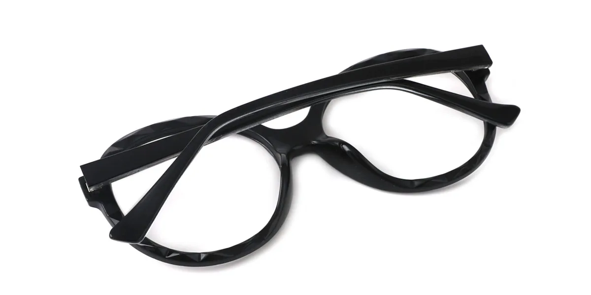 Black Round Unique Spring Hinges Custom Engraving Eyeglasses | WhereLight