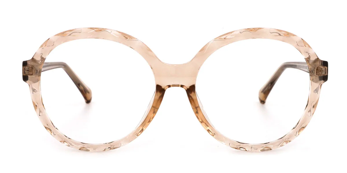 Brown Round Unique Spring Hinges Custom Engraving Eyeglasses | WhereLight