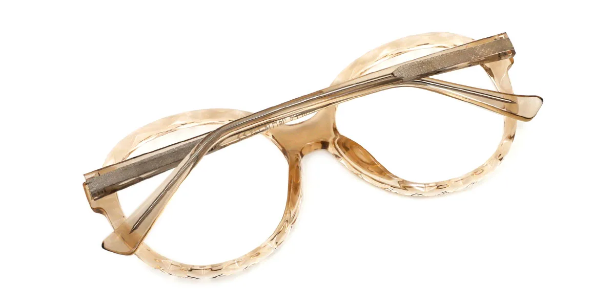 Brown Round Unique Spring Hinges Custom Engraving Eyeglasses | WhereLight