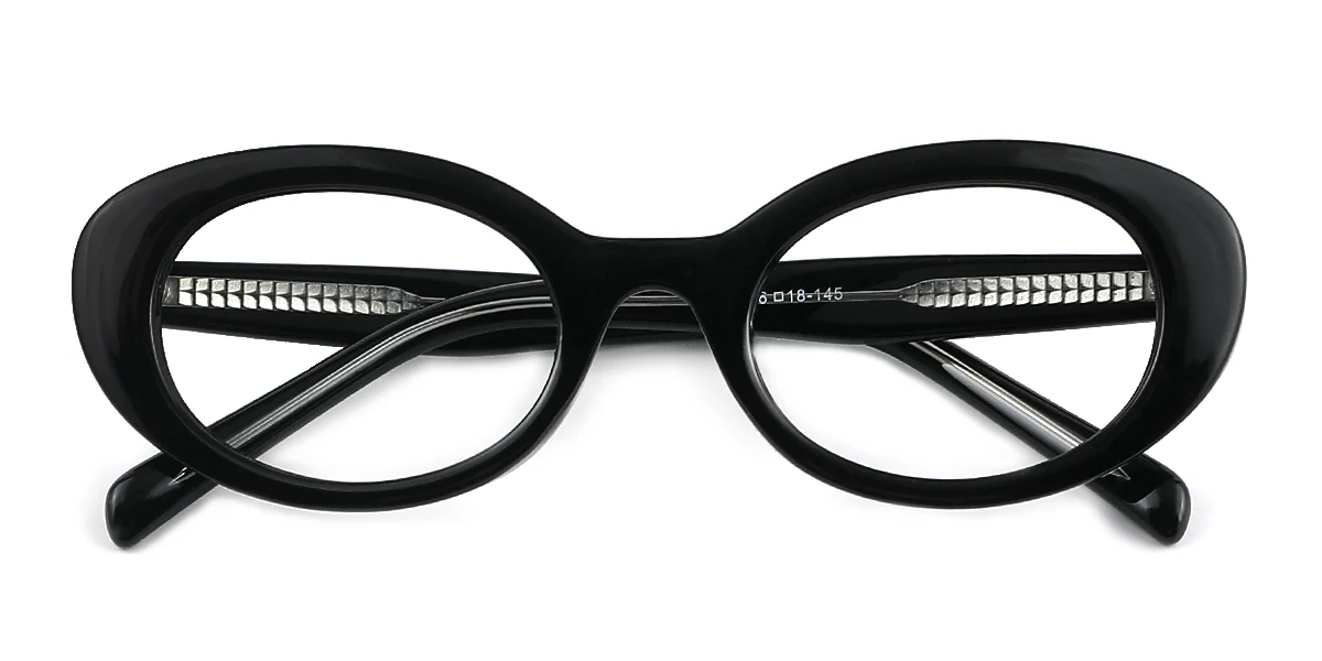 Black Oval Simple Classic Retro Custom Engraving Eyeglasses | WhereLight