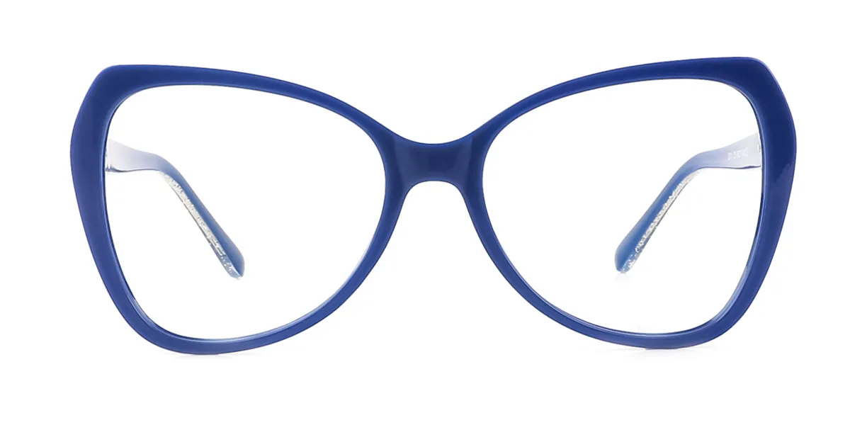 Blue Cateye Butterfly Unique Spring Hinges Custom Engraving Eyeglasses | WhereLight