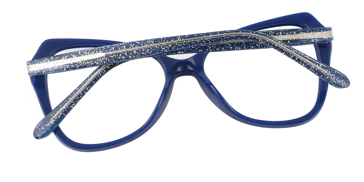 Blue Cateye Butterfly Unique Spring Hinges Custom Engraving Eyeglasses | WhereLight