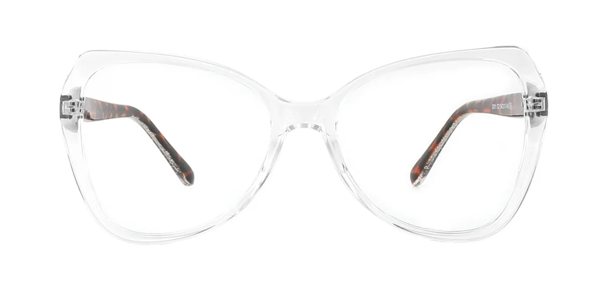 Clear Cateye Butterfly Unique Spring Hinges Custom Engraving Eyeglasses | WhereLight