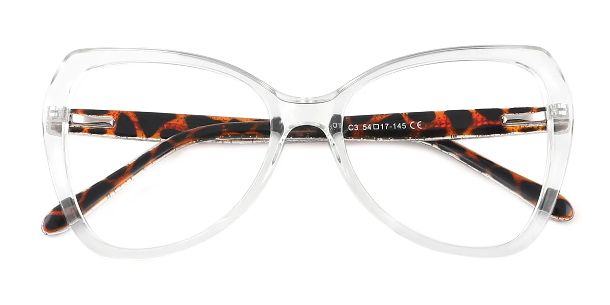 Clear Cateye Butterfly Unique Spring Hinges Custom Engraving Eyeglasses | WhereLight