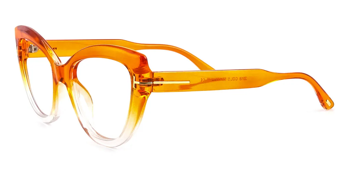 Orange Cateye Unique Custom Engraving Eyeglasses | WhereLight