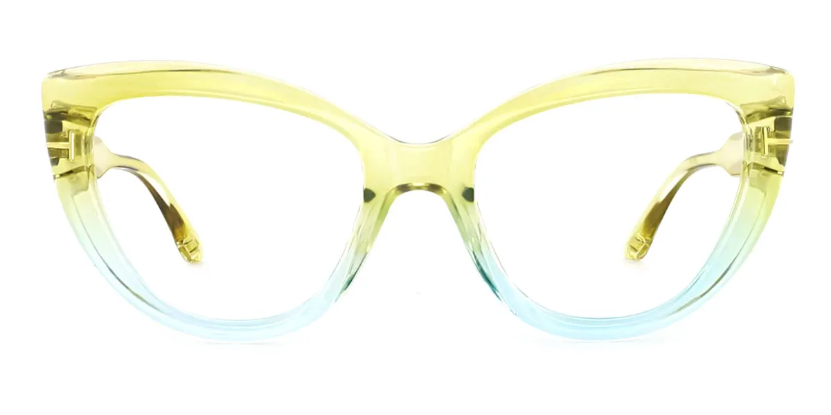 Yellow Cateye Unique Custom Engraving Eyeglasses | WhereLight