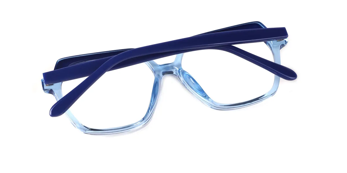 Blue Geometric Unique Spring Hinges Custom Engraving Eyeglasses | WhereLight