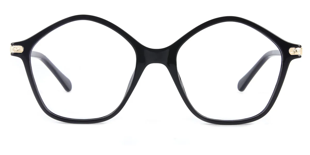 Black Geometric Unique Spring Hinges Super Light Eyeglasses | WhereLight