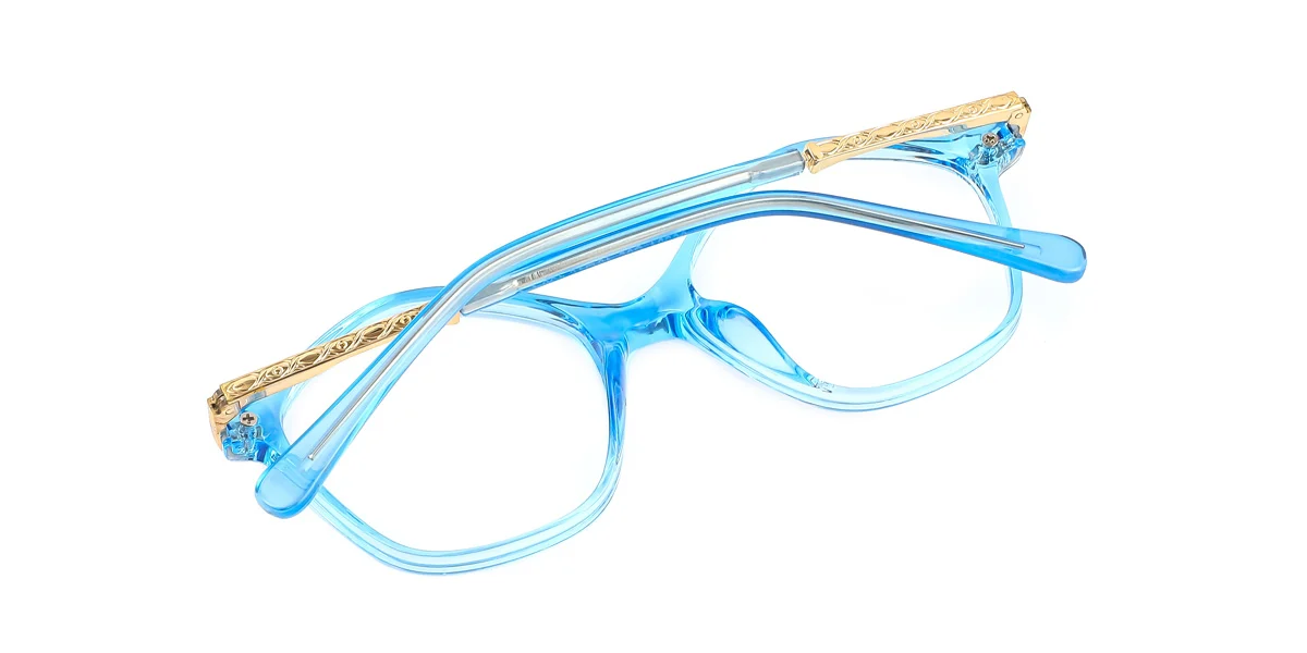 Blue Geometric Unique Spring Hinges Super Light Eyeglasses | WhereLight