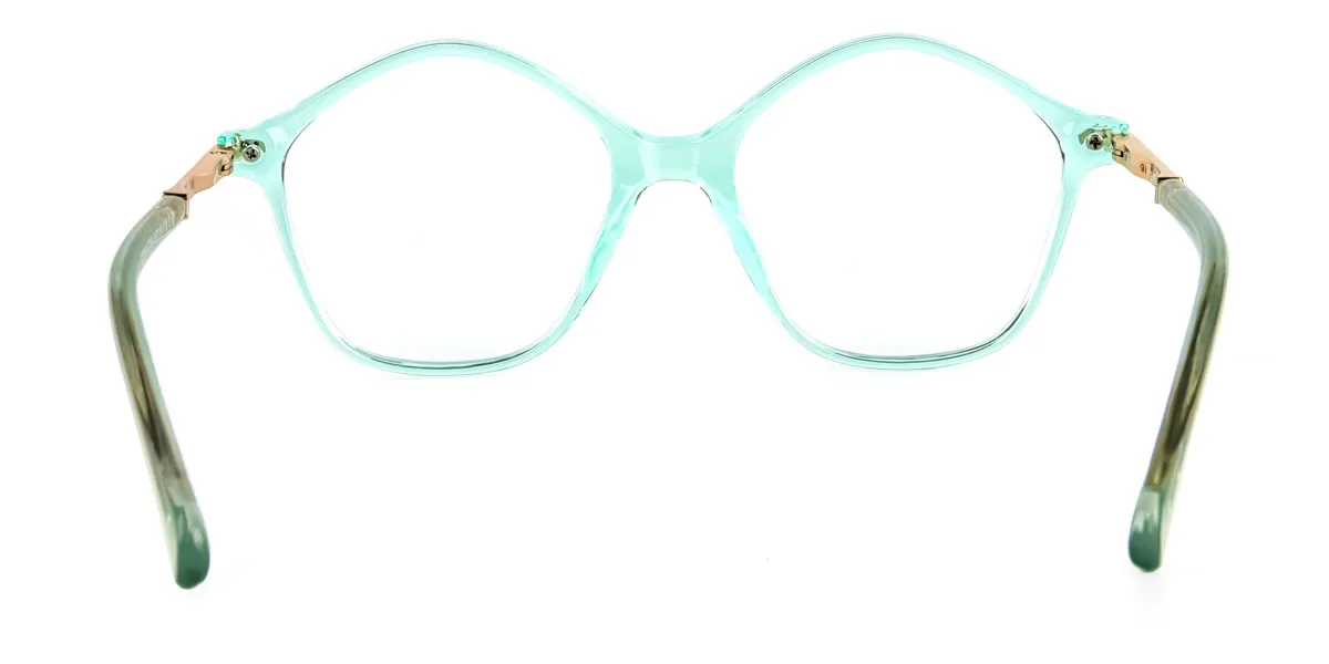 Green Geometric Unique Spring Hinges Super Light Eyeglasses | WhereLight