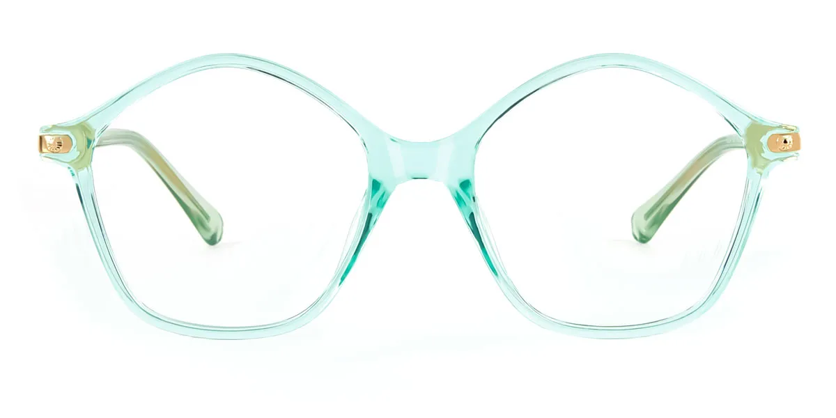 Green Geometric Unique Spring Hinges Super Light Eyeglasses | WhereLight