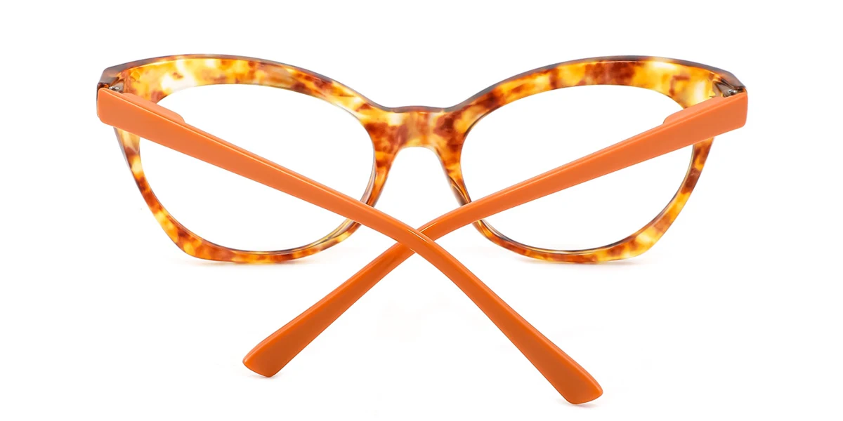 Orange Cateye Unique Spring Hinges Eyeglasses | WhereLight