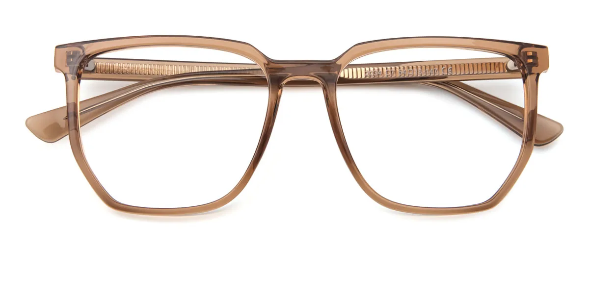 Brown Geometric Irregular Simple Retro Custom Engraving Eyeglasses | WhereLight