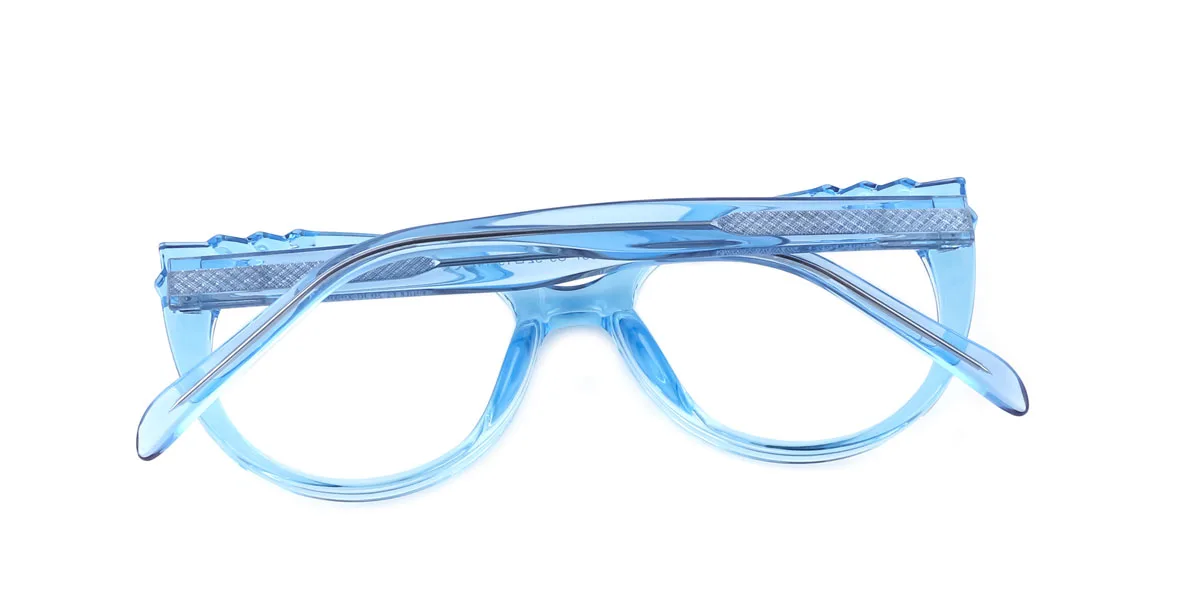 Blue Cateye Unique Spring Hinges Custom Engraving Eyeglasses | WhereLight